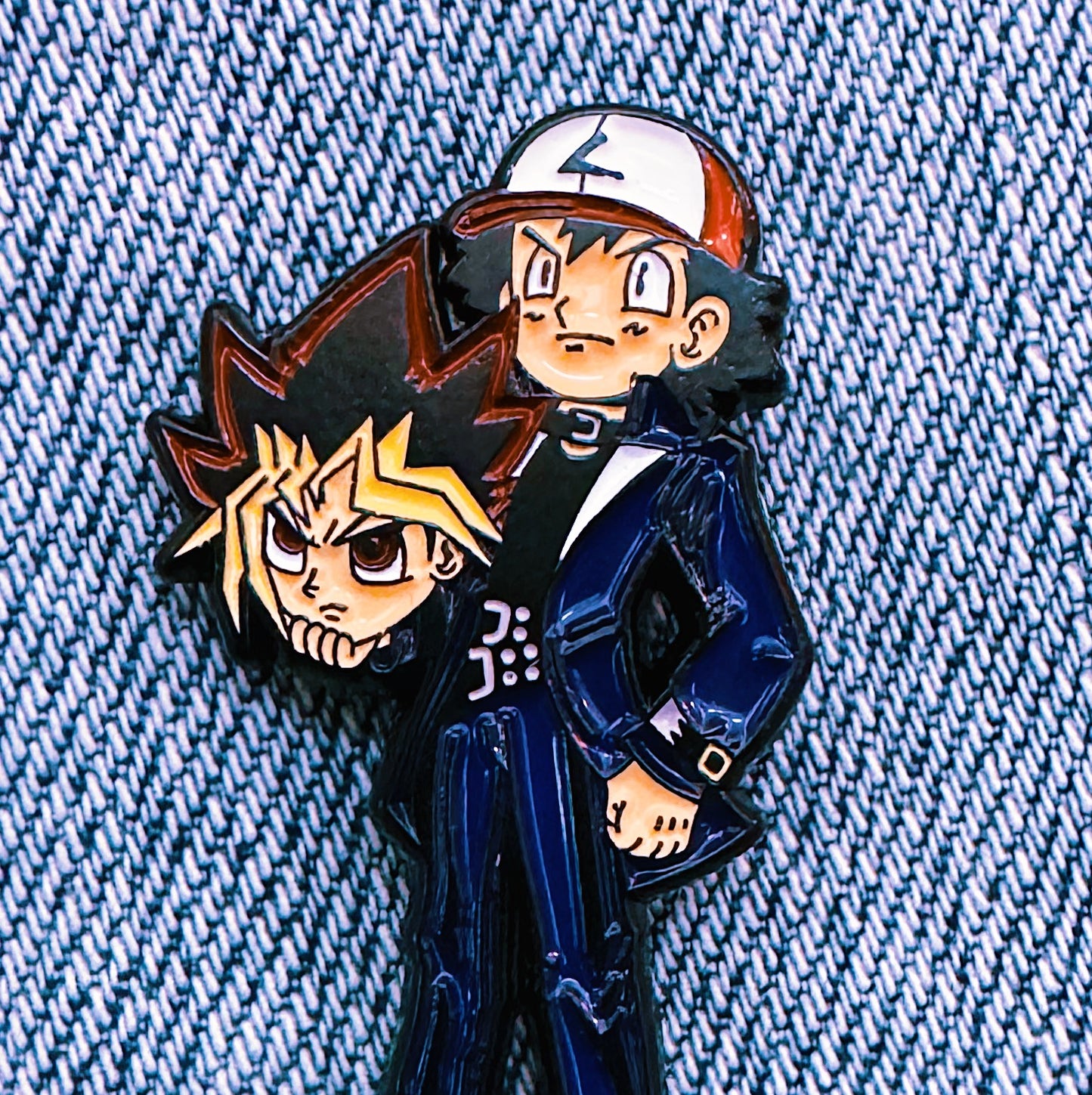 Yugi Muto unmasked enamel pin